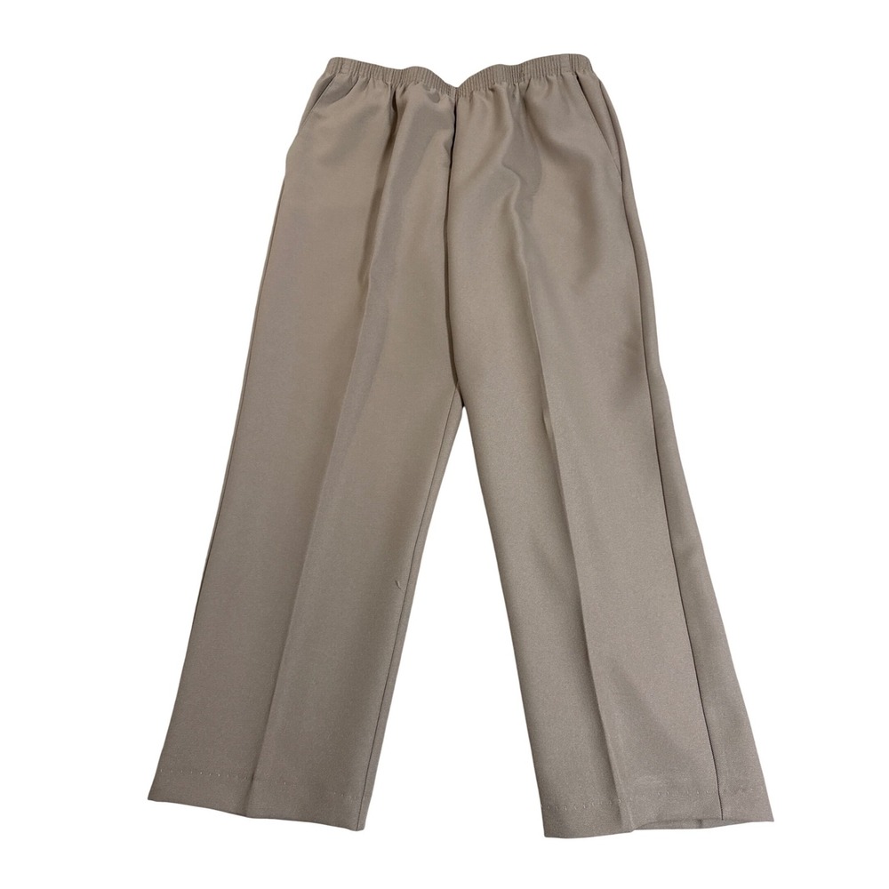 Alfred Dunner Womens 12 Tan Proportioned Short Elastic Waist Straight Leg Pants